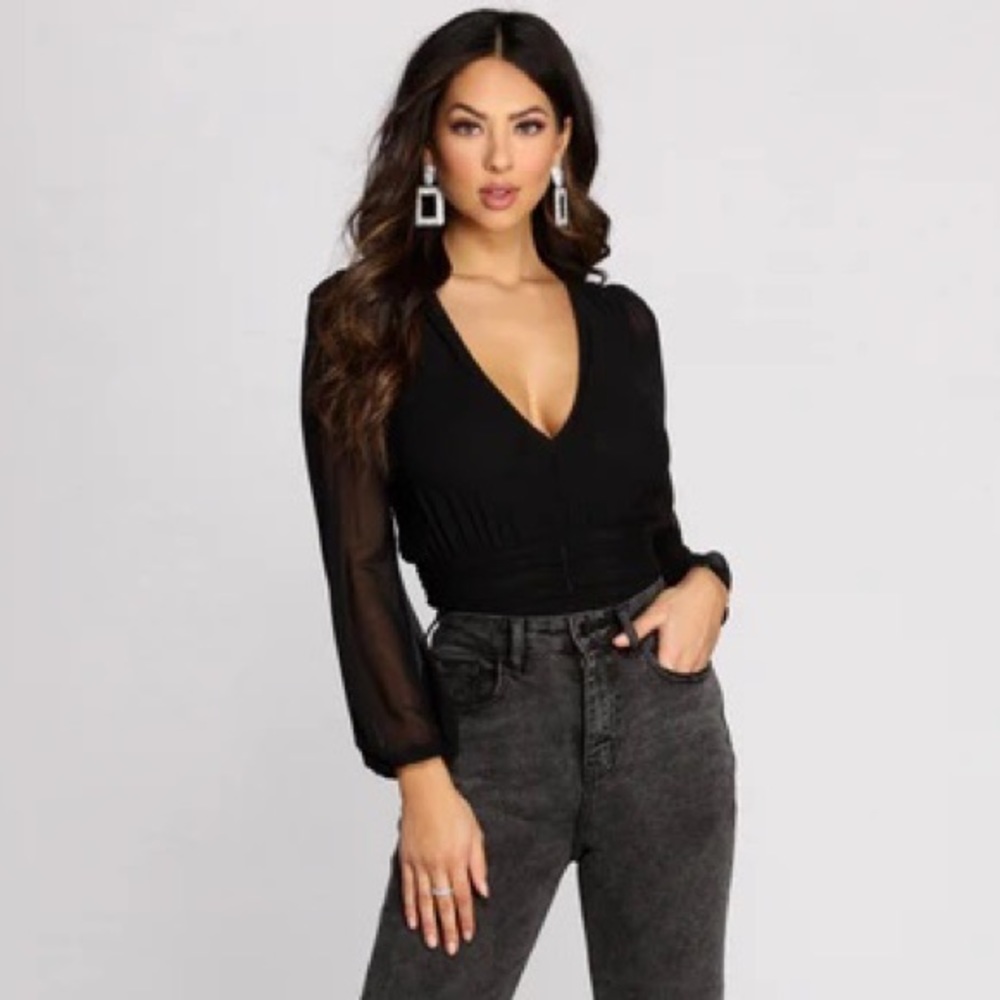 Black mesh bodysuit